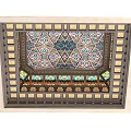 Intricate Colorful Geometric Mosaic Decorative Ceiling With Symmetrical Patterns And Border Design
