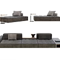 Modern Sectional Sofa With Modular Design Comfortable Cushions And Side Table 3d model