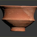 Orange Terracotta Clay Bowl With Wide Rim And Pedestal Base Design
