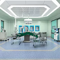 Modern Operating Room With Surgical Table Lights And Medical Equipment Setup 3d model