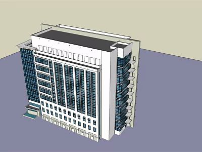 Modern Office Building Exterior With Glass Curtain Walls And Multi Story Design 3d model