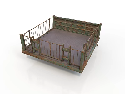 Heavy Duty Metal Equipment with Railing and Platform Base for Industrial Applications 3d model