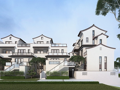 New Chinese Townhouse 3d model