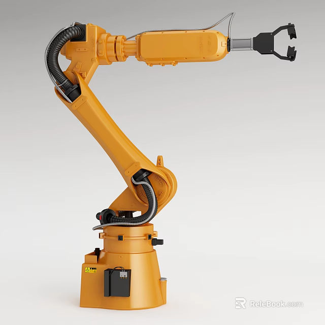 Smart Machine Industrial Robotic Arm With Yellow Mechanical Structure And Precision Design 3d model 