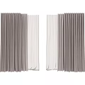 Modern Two Layer Curtains Dark Brown Thick Outer Light Sheer Inner Window Design 3d model