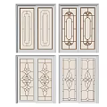Modern Sliding Doors With Various Decorative Glass Patterns And White Frame 3d model