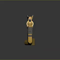 Decorative Revolver With Golden Engraved Patterns Black Grip And Bullet Casing