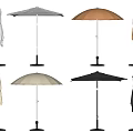 Open and Closed Outdoor Umbrellas in White Orange Beige Black with Stands