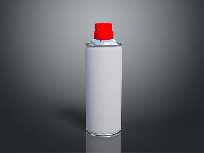 Isolated White Spray Can with Red Nozzle Cap on Gray Background 3d model