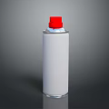 Isolated White Spray Can with Red Nozzle Cap on Gray Background 3d model