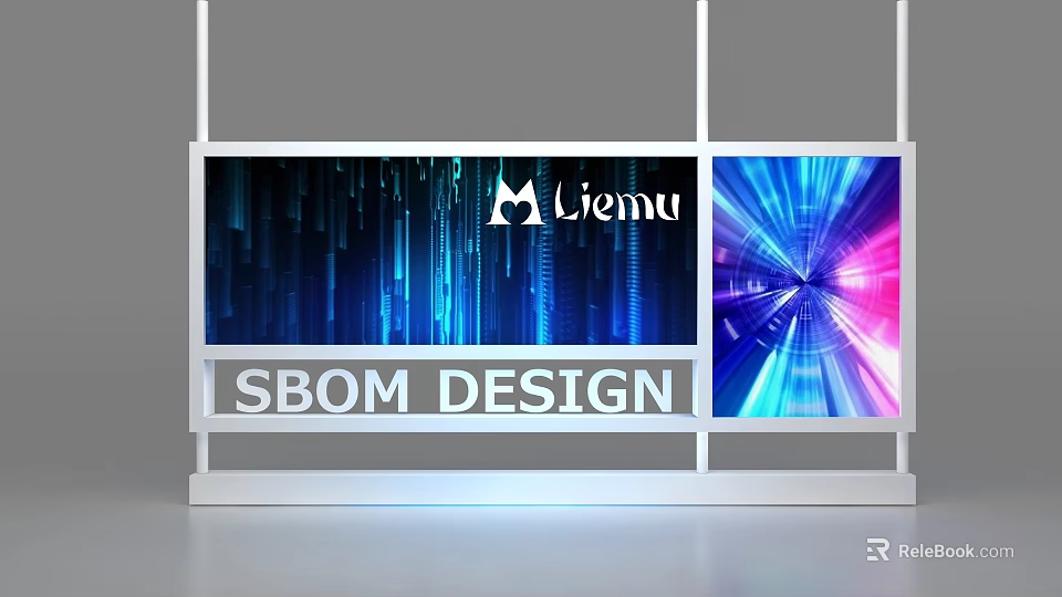 SBOM DESIGN Display Screens With Liemu Logo Digital Background And Colorful Radial Pattern 3d model 