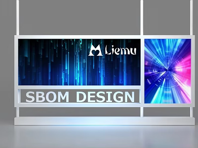 SBOM DESIGN Display Screens With Liemu Logo Digital Background And Colorful Radial Pattern 3d model