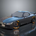 Sporty Gray Sports Car With Orange Rims And Streamlined Body Design