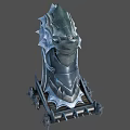 Intricate Fantasy Style Metal Armor Structure With Sharp Spikes And Detailed Design