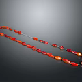 Elegant Red Orange Beaded Long Necklace With Oval Shaped Daily Wear Accessory