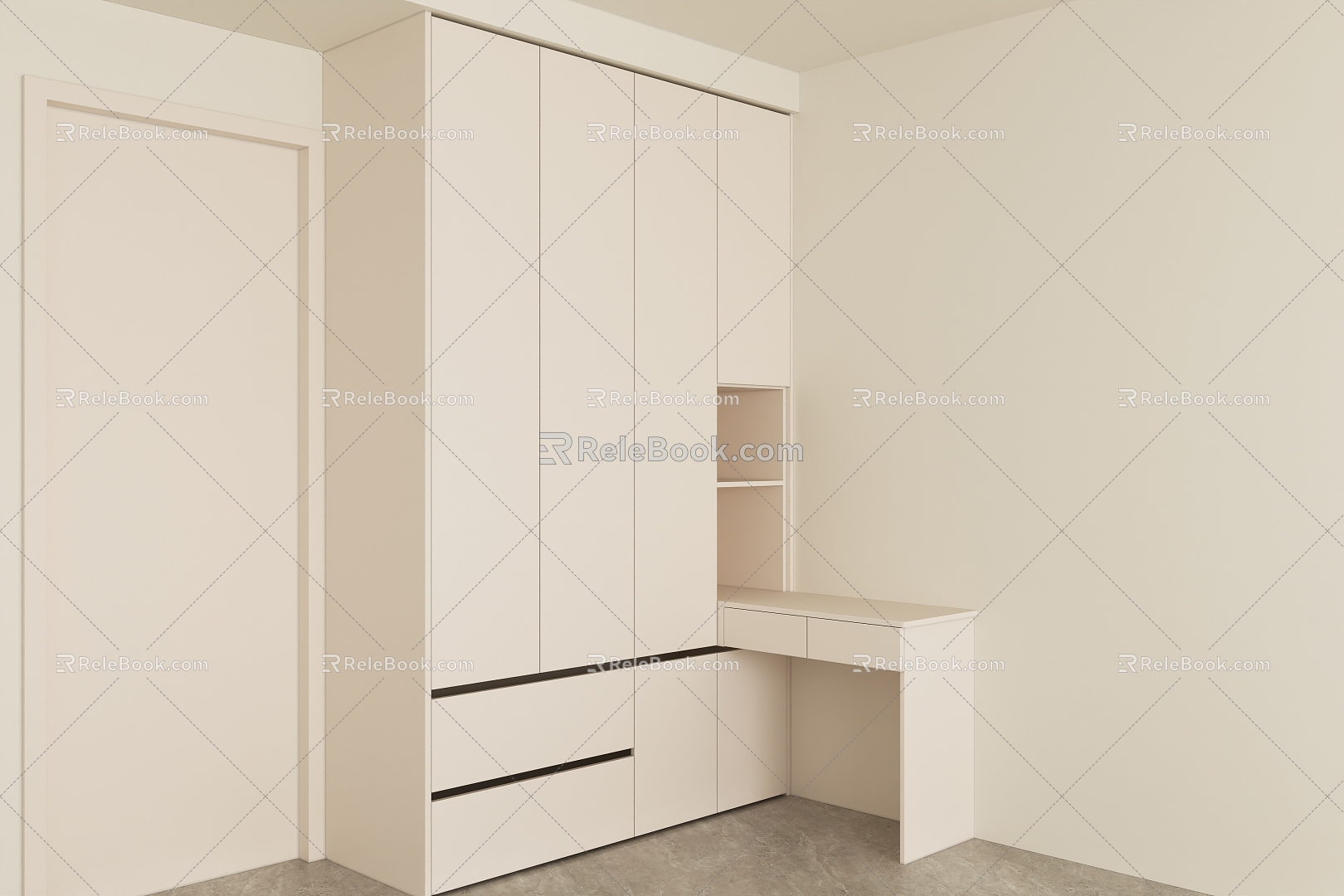 Modern wardrobe with desk desk 3d model