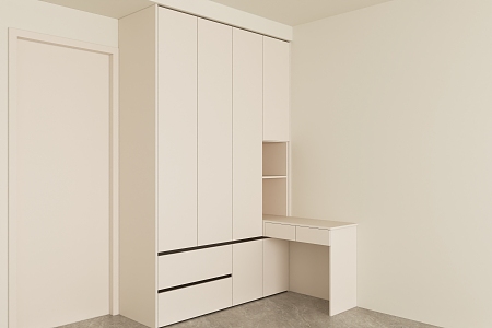 Modern wardrobe with desk 3d model