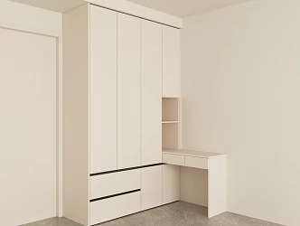 Modern wardrobe with desk 3d model