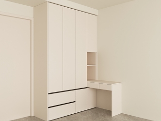 Modern wardrobe with desk 3d model