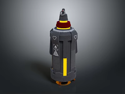 Black Red Yellow Weapon Design With Orange Base And Safety Symbols 3d model
