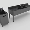 Gray Stainless Steel Mobile Small Single Basin and Large Double Basin Kitchen Sinks with Drainboard