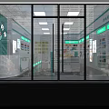 Modern Pharmacy Store Interior Design With Medicine Shelves And Counter