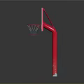 Durable Basketball Hoop With Wooden Backboard Red Pole And Blue Net