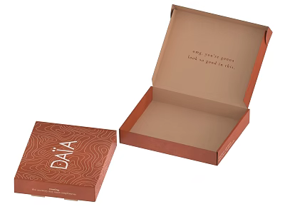 Brown DAJA Packaging Box With Wavy Pattern And Open Inner Text Design 3d model