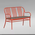 Stylish Orange Outdoor Chair with Metal Frame Armrest and Padded Seat