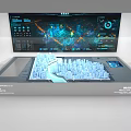 Modern Digital Display With Data Visualization And City Model On Interactive Screen