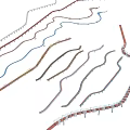 Colorful Curved Landscape Bridge Design With Multiple Colored Rails And Path Structures