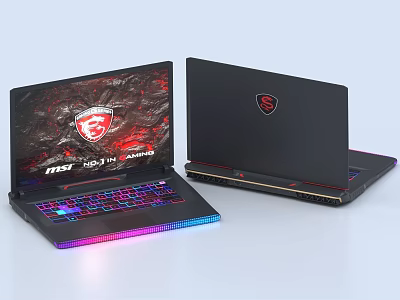 MSI Raider GE78 AI Ultra Gaming Laptops With Black Design Red Logo And RGB Keyboard 3d model