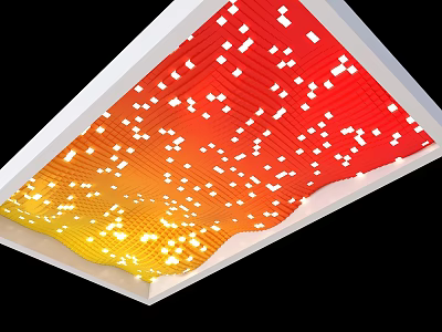Modern Ceiling Design with Red Orange Yellow Gradient White Square Patterns for Stylish Lighting 3d model