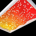 Modern Ceiling Design with Red Orange Yellow Gradient White Square Patterns for Stylish Lighting 3d model