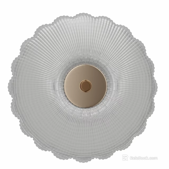 Modern Elegant Transparent Striped Texture Round Ceiling Light With Gold Base 3d model 