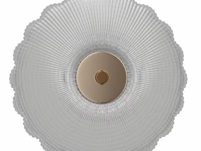 Modern Elegant Transparent Striped Texture Round Ceiling Light With Gold Base 3d model