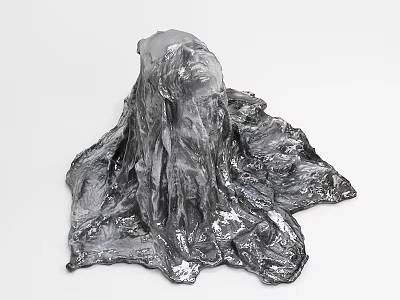 Abstract Metallic Sculpture Artwork With Textured Surface And Irregular Form Design 3d model