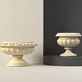 Decorative Carved Stone Flower Pots For Planting Flowers On Light And Dark Backgrounds