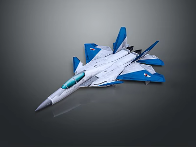 Blue And White Fighter Jet Model With Detailed Aerodynamic Design Features 3d model