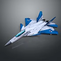 Blue And White Fighter Jet Model With Detailed Aerodynamic Design Features