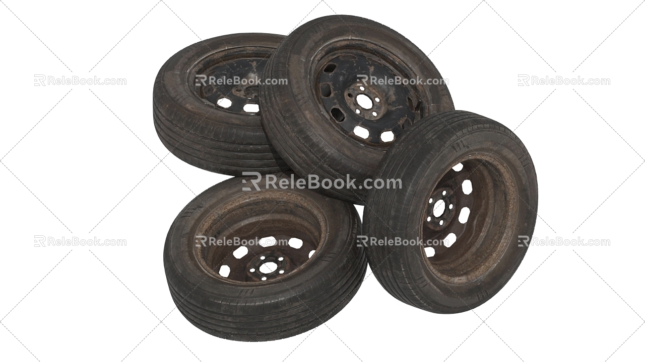 Old tire wheel 3d model