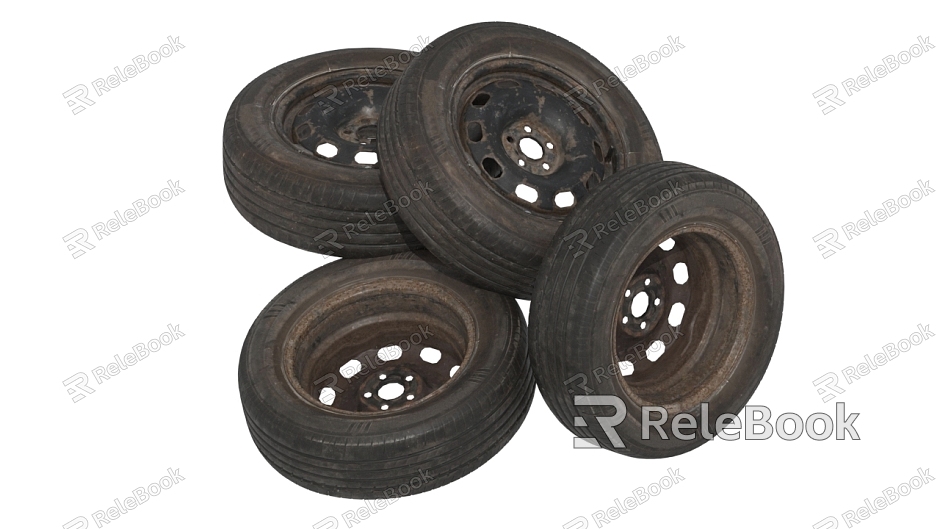 Old tire wheel model