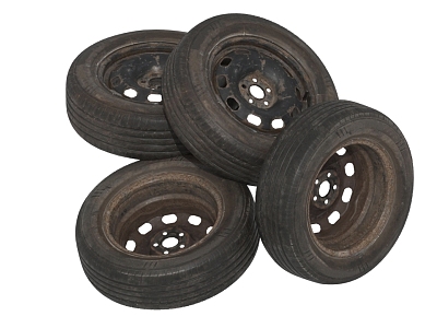 Old tire wheel model