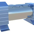 Heavy Duty Blue Metal Industrial Equipment With Cylindrical Body Square End Sections And Base Supports