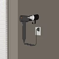 Wall Mounted Hair Dryer Holder With Power Socket And Modern Design 3d model