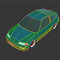 Blue Hatchback Car With Black Roof White Headlights And Gold Wheels