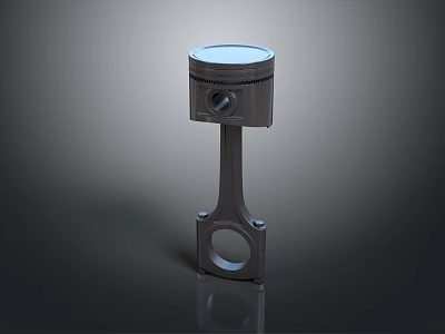 Mechanical Engine Piston Component with Cylindrical Head and Metal Connecting Rod 3d model