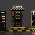 McDonald's Themed Gas Station With Fuel Pump Fast Food Menu And Signage