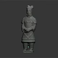 Ancient Chinese Terracotta Warrior Sculpture With Intricate Armor And Crossed Hands Pose