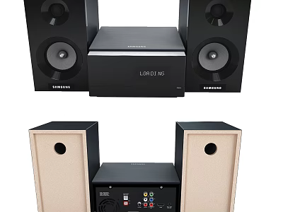 High Quality Audio Speaker System with Two Speakers Main Unit and Multiple Connection Ports 3d model
